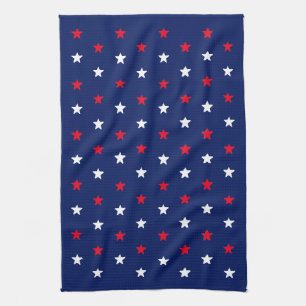 Red white navy blue stars american patriotic kitchen towel
