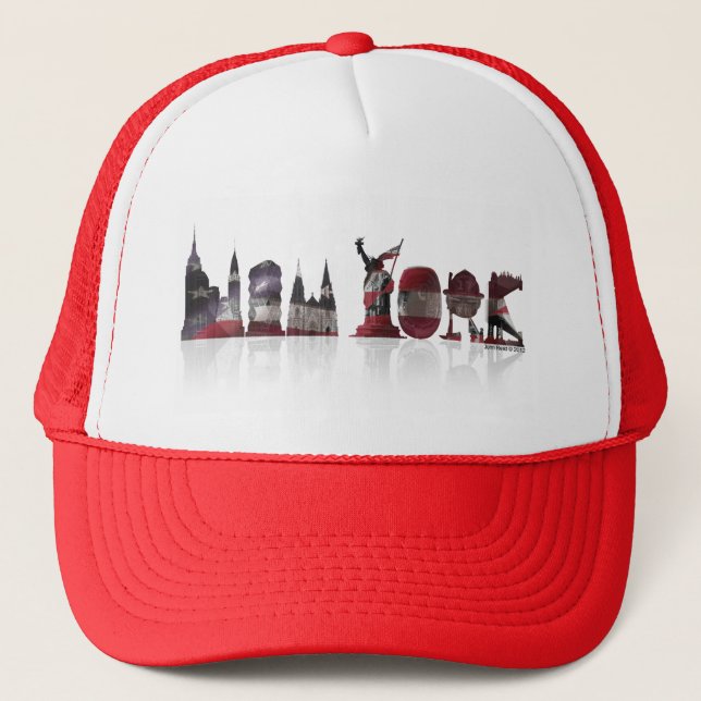Red/White New York Trucker Hat (Front)