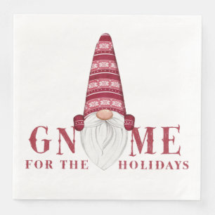 Red & White Nordic Gnome For the Holidays Napkin