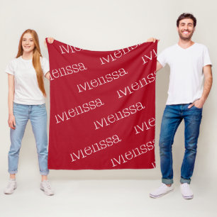 Red & White Novelty Name Fleece Blanket