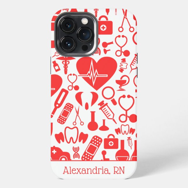 Red & White Nursing Graphics  iPhone Case (Back)