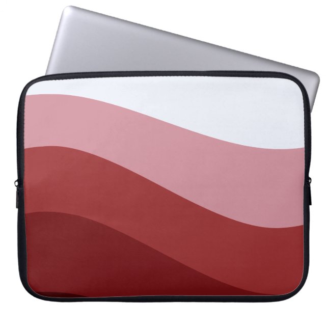 Red White Ombre Wave pattern Laptop Sleeve (Front)