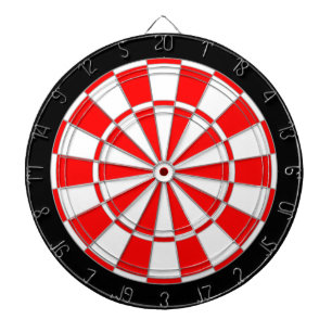 Red & White on Black Dartboard