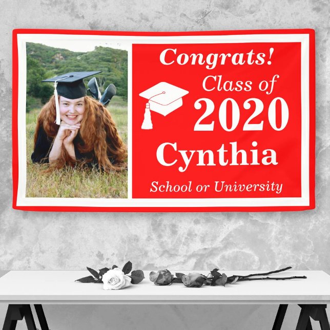 Red White One Photo Class of 2024 Graduation Banner (Creator Uploaded)