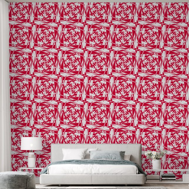 Red & White Optical Illusion – Modern  Wallpaper (Bedroom)