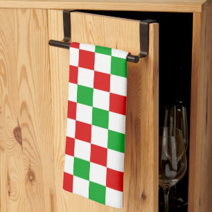 Red White Orange Checkered Pattern Design  Kitchen Towel