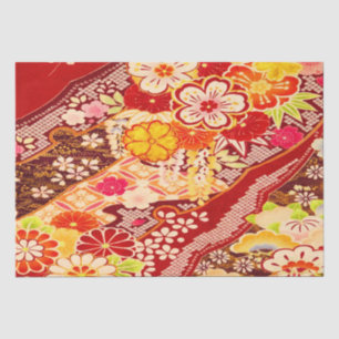  Red White Orange Japanese Kimono Floral Decoupage Tissue Paper