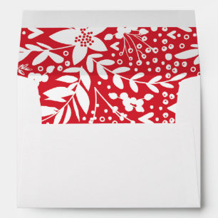 Red White Original Christmas Florals   Card Envelope
