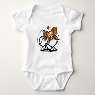 Red White Papillon Heart Baby Bodysuit