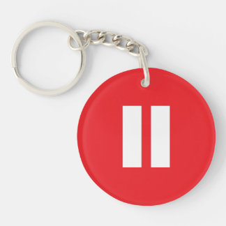 Red & White Pause Button Keychain