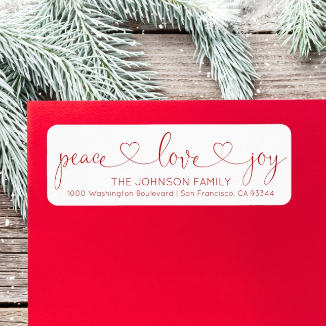Red White Peace Love Joie Noël Holiday (Red White Peace Love Joy Christmas Holiday Label)
