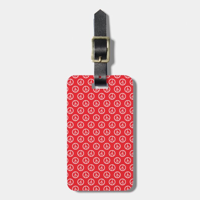 Red White Peace Signs Luggage Tag (Front Vertical)