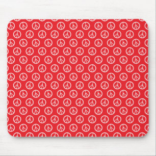 Red White Peace Signs Mouse Pad