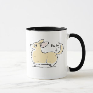 Red/White Pembroke Corgi (w/ Tail) Butt Mug