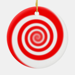 Red & White Peppermint Candy Swirl Ceramic Ornament