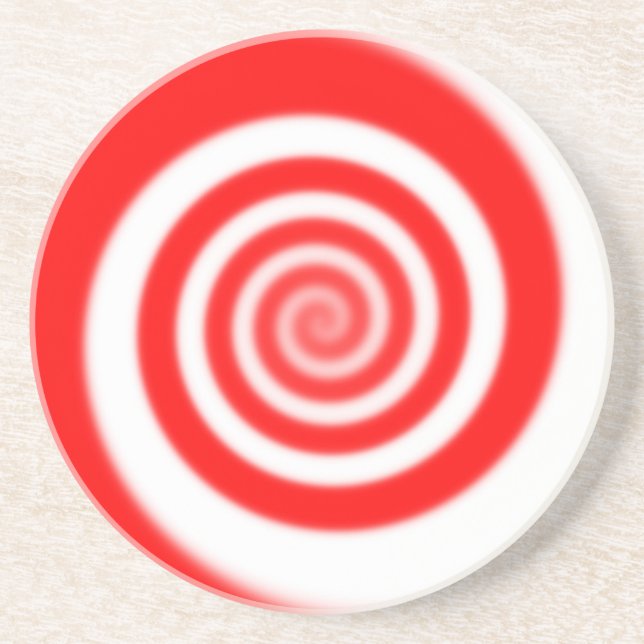 Red & White Peppermint Candy Swirl Coaster (Front)
