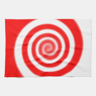 Red & White Peppermint Candy Swirl Kitchen Towel