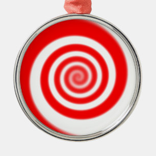 Red & White Peppermint Candy Swirl Metal Ornament