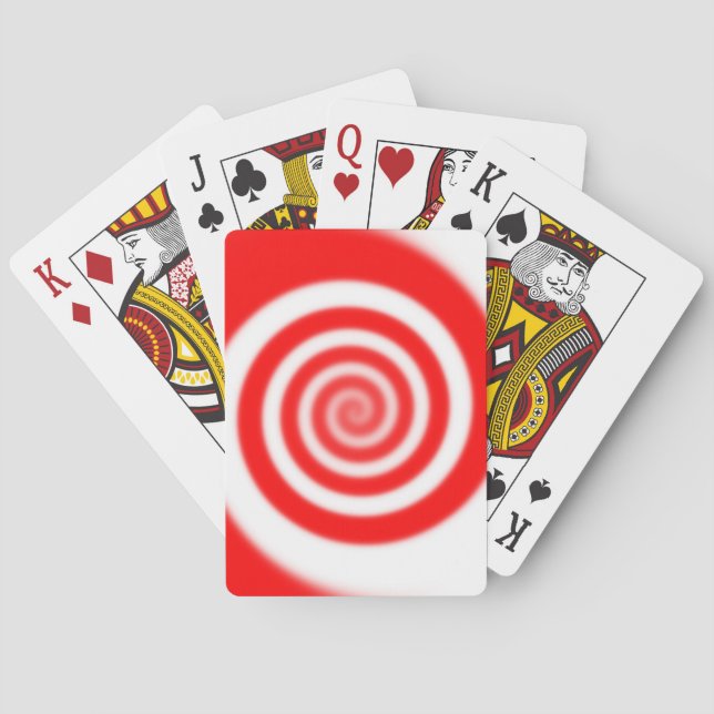 Red & White Peppermint Candy Swirl Playing Cards (Back)