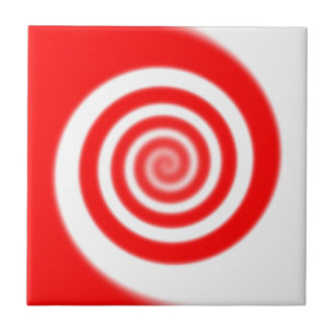 Red & White Peppermint Candy Swirl Tile