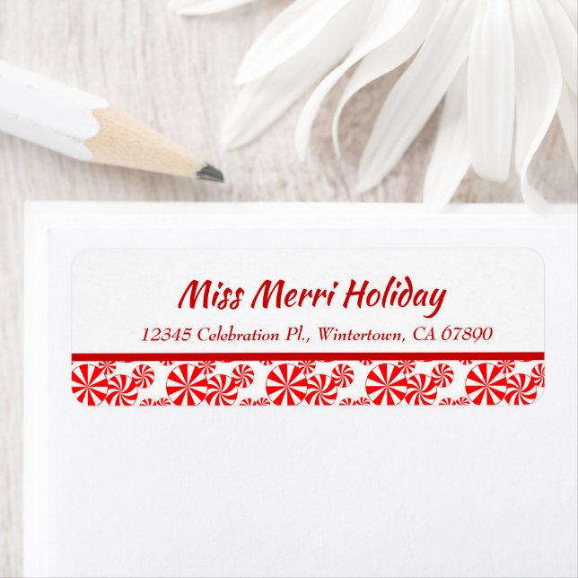 Red White Peppermint Editable Return Address (Insitu)