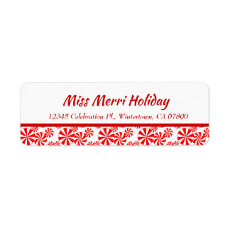 Red White Peppermint Editable Return Address