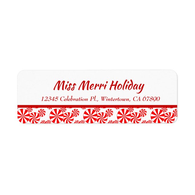 Red White Peppermint Editable Return Address (Devant)