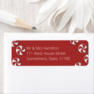 Red & White Peppermint Holiday Return Address