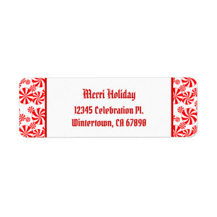 Red White Peppermint Pattern Custom Return Address