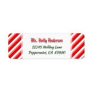 Red White Peppermint Stripes Custom Return Address