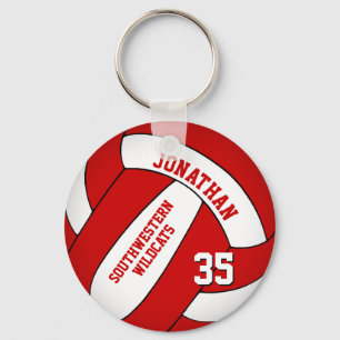 red white personalized boys' volleyball keychain