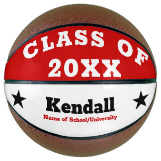 Red White Personalized Graduation Basketball