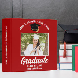 Red White Personalized Graduation Photo Album Binder