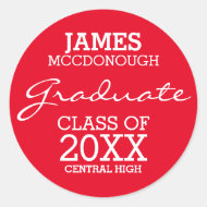 Red & White Personalized Graduation Stickers