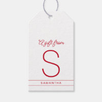 Red White Personalized Modern Name Initial