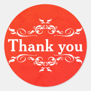 Red & White Personalized Thank You Classic Round S Classic Round Sticker