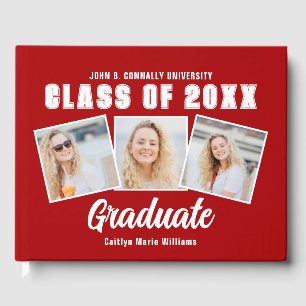Red White Photo Class of 2025 Graduation Guest Book