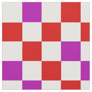 Red White Pink Checkered Pattern Design  Fabric