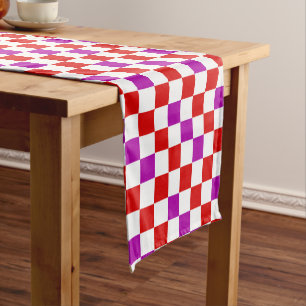 Red White Pink Checkered Pattern Design  Short Table Runner