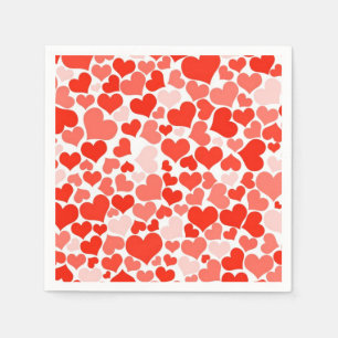 Red,White,Pink Heart Print Paper Napkins