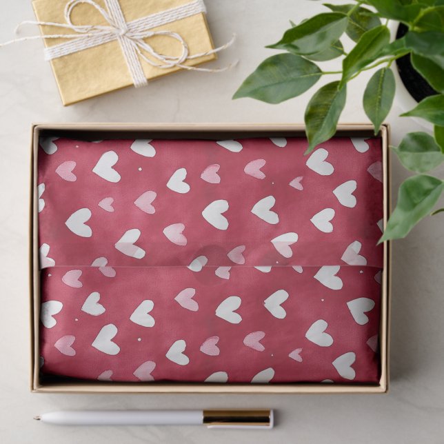 Red White Pink Hearts Love Valentine's Day Romance Tissue Paper (Gift)