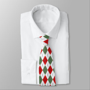 Red & White Plaid Christmas Sweater Pattern Tie