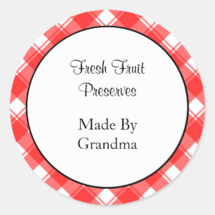 Red White Plaid Custom Canning Stickers