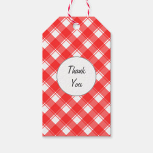Red White Plaid Custom Thank You Gift Tag