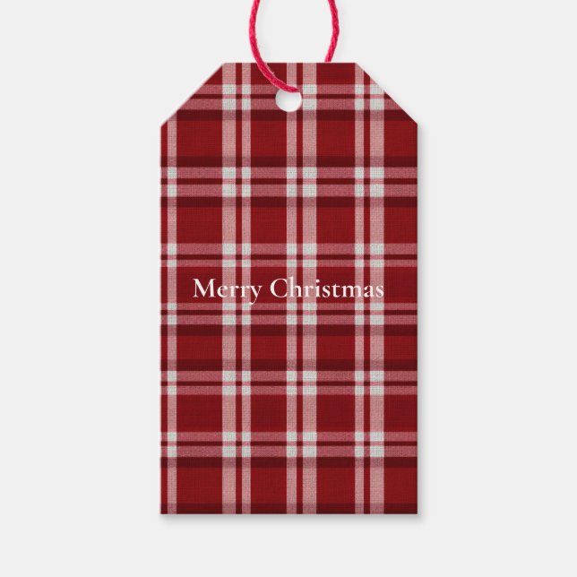 Red White Plaid Gift Tags (Front)