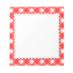 Red White Plaid Pattern Faux Doily Notepad