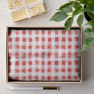 Red White Plaid Stripes Birthday Tissue Paper