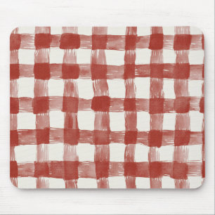 Red White Plaid Stripes Mouse Pad