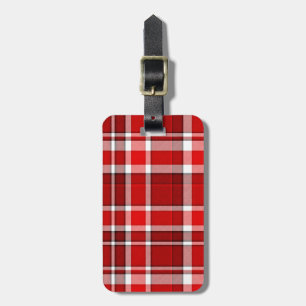 Red White Plaid Tartan   Add Your Name Luggage Tag