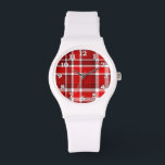 Red White Plaid Tartan Watch<br><div class="desc">This red and white plaid design has a repeating checked / tartan pattern that's lightly textured. It's a bright,  stylish plaid pattern.</div>